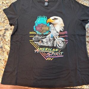 Harley-Davidson Black Tee with Colorful Graphics